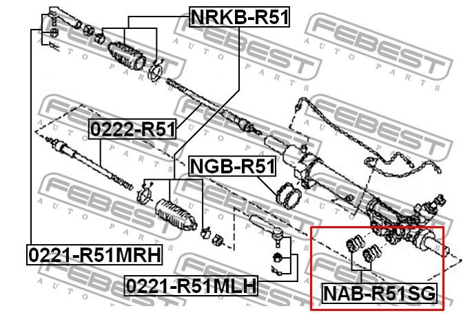 Сайлентблок крепления рулевой рейки на Nissan Navara D40M