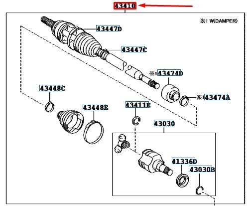 4341002820 Toyota Полуось передняя, правая
