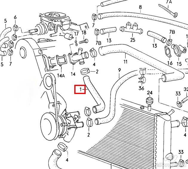 Mangueira (cano derivado) do sistema de esfriamento para Volkswagen Golf (155)