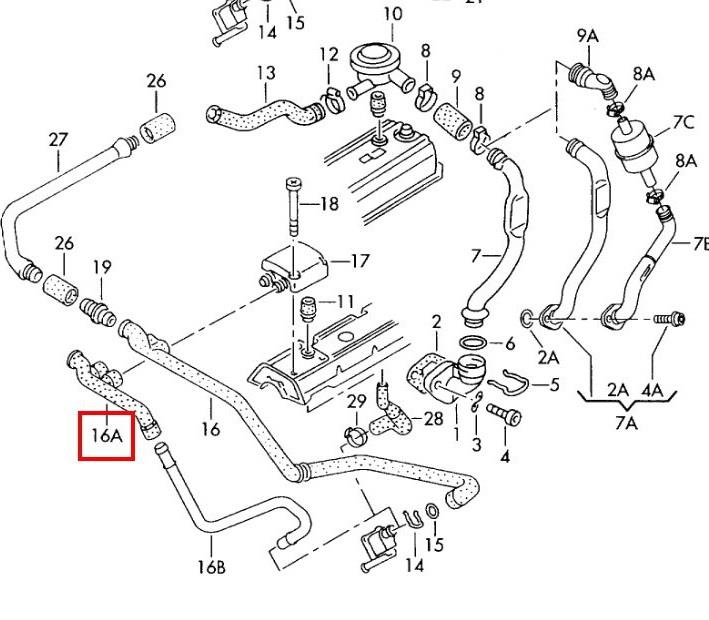 Cano derivado do sistema de recirculação dos gases de escape EGR para Volkswagen Passat (B3, B4, 3A5, 351)