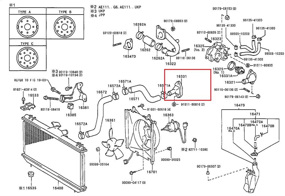Фланец системы охлаждения (тройник) на Toyota Avensis T22