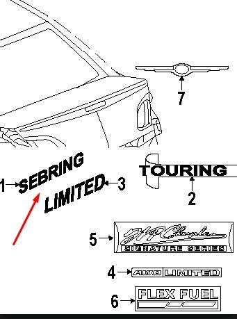 Эмблема крышки багажника (фирменный значок) на Chrysler Sebring 