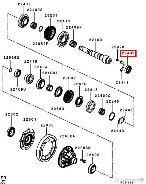 Rolamento da árvore secundária da Caixa de Mudança para Mitsubishi Lancer (CY_A, CZ_A)