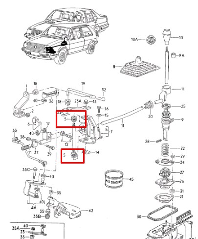 Bucha do mecanismo de mudança (de ligação) para Volkswagen Golf (17)
