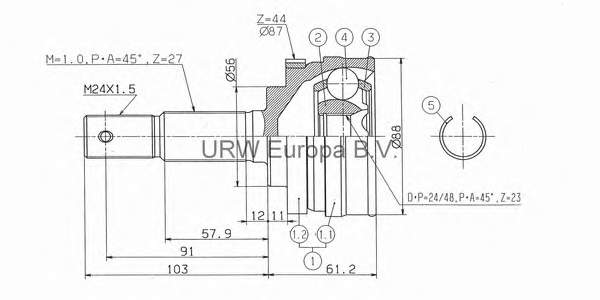 Junta homocinética externa dianteira NI034A44 HDK