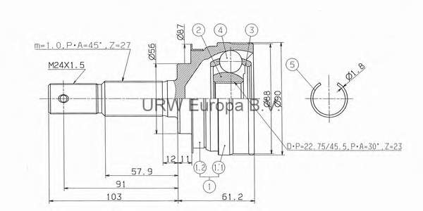 Junta homocinética externa dianteira 392112J200 Nissan