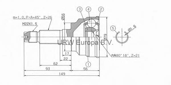 Junta homocinética externa dianteira GI324 Japan Parts