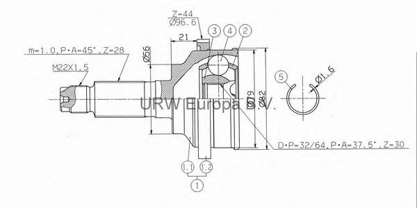 Junta homocinética externa dianteira GD172550XA Mazda