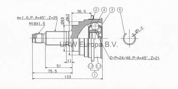 Junta homocinética externa dianteira 4410260G80 Suzuki