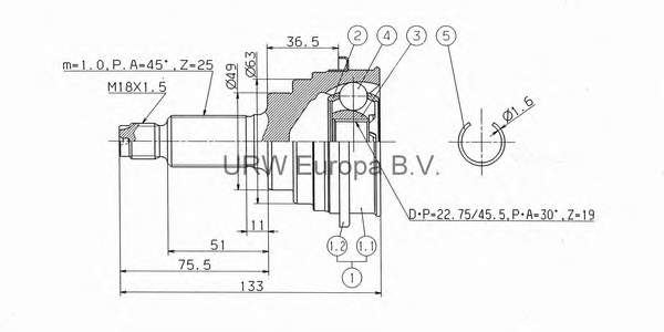 Junta homocinética externa dianteira CVJ535210 Open Parts