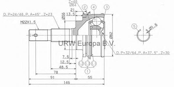 4341010210 Toyota junta homocinética externa dianteira