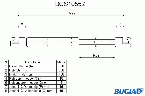 Amortecedor de tampa de porta-malas (de 3ª/5ª porta traseira) para Citroen BX (XB)