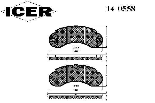 140558 Icer sapatas do freio dianteiras de disco