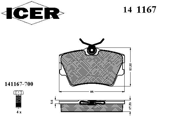 Колодки дисковые  Icer 141167 цена, от 13.61 USD