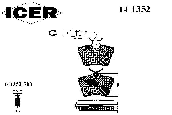 Задние дисковые колодки Icer 141352