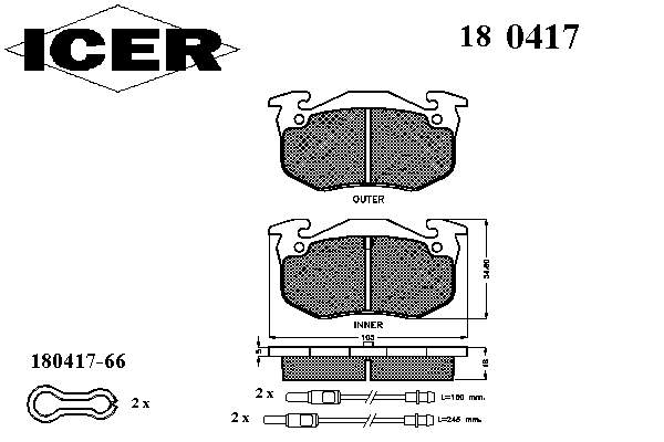 180417 Icer sapatas do freio dianteiras de disco