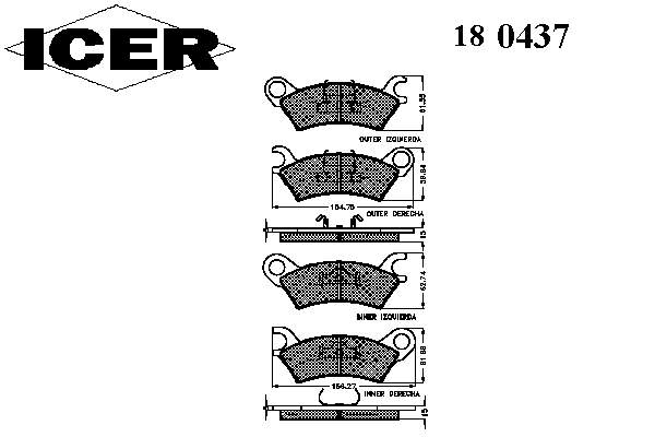 180437 Icer sapatas do freio dianteiras de disco