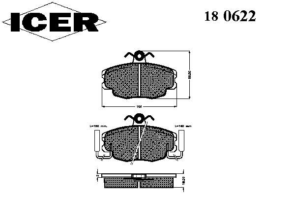 180622 Icer sapatas do freio dianteiras de disco
