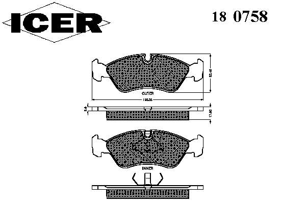 180758 Icer sapatas do freio dianteiras de disco