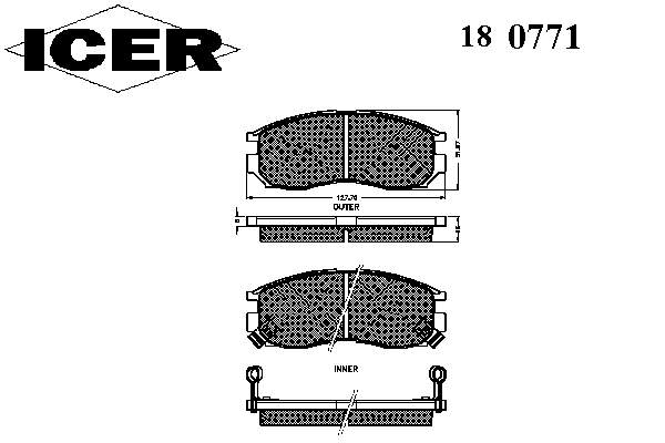 180771 Icer sapatas do freio dianteiras de disco