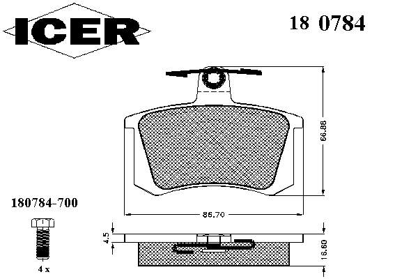 Задние дисковые колодки Icer 180784