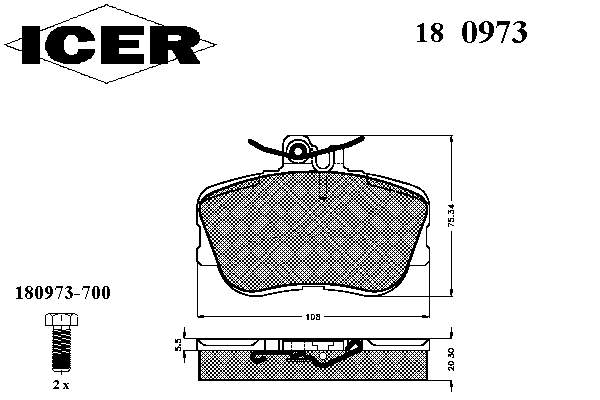 180973 Icer sapatas do freio dianteiras de disco