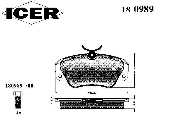 Купить 180989 Icer Колодки тормозные