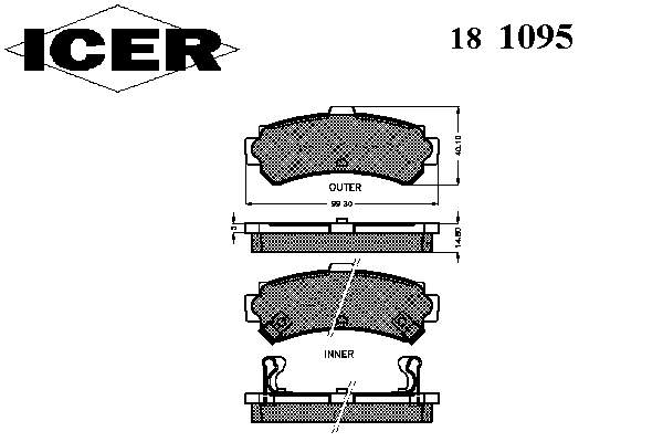 181095 Icer sapatas do freio traseiras de disco
