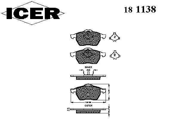 Передние тормозные колодки 181138 Icer