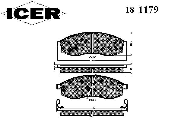 181179 Icer sapatas do freio dianteiras de disco