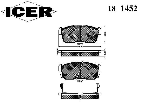 181452 Icer sapatas do freio dianteiras de disco