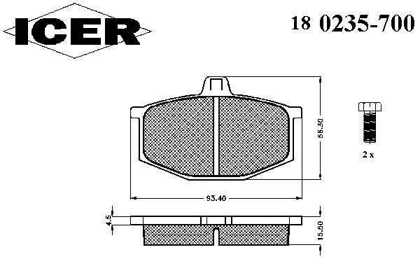 180235-700 Icer sapatas do freio dianteiras de disco