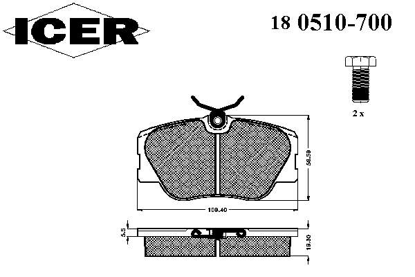 180510-700 Icer sapatas do freio dianteiras de disco