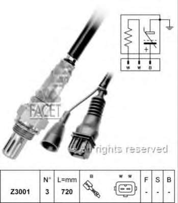 107025 Facet sonda lambda, sensor de oxigênio