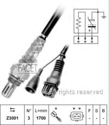 107030 Facet sonda lambda, sensor de oxigênio