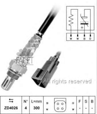 Sonda lambda, sensor de oxigênio 107296 Facet