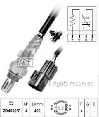 Sonda lambda, sensor esquerdo de oxigênio até o catalisador 107657 Facet