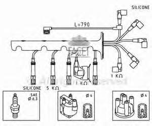 MSQ0052 Magneti Marelli fios de alta voltagem, kit