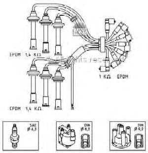 60534855 Fiat/Alfa/Lancia fios de alta voltagem, kit