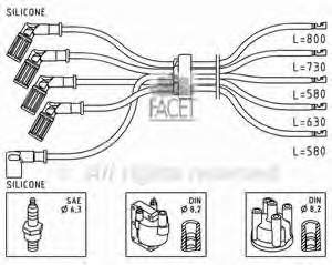 60569567 Fiat/Alfa/Lancia fios de alta voltagem, kit