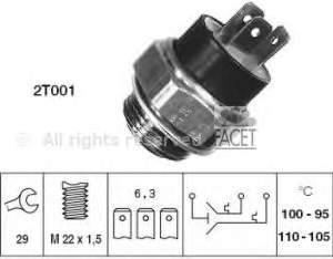 Sensor de temperatura do fluido de esfriamento (de ativação de ventilador do radiador) 75619 Facet