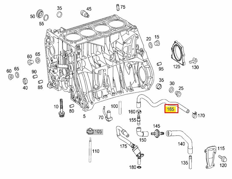 2710181282 Mercedes cano derivado de ventilação de cárter (de separador de óleo)