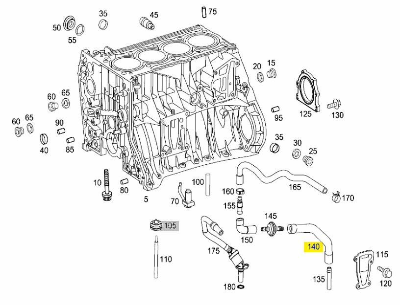 2710181482 Mercedes cano derivado de ventilação de cárter (de separador de óleo)