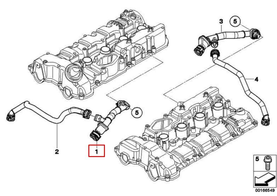 11157646086 BMW cano derivado de ventilação de cárter (de separador de óleo)