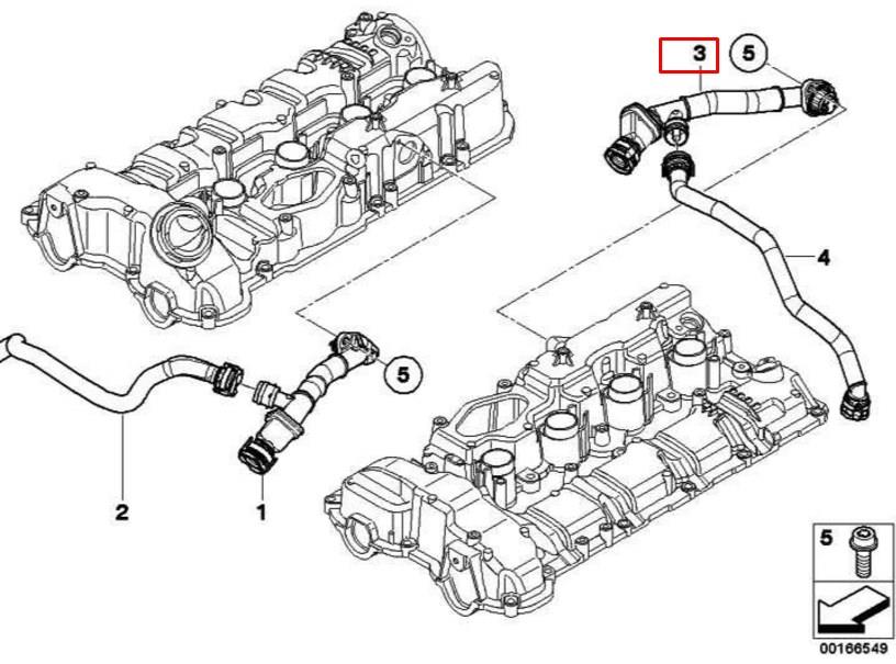 Cano derivado de ventilação de cárter (de separador de óleo) para BMW X5 (E70)