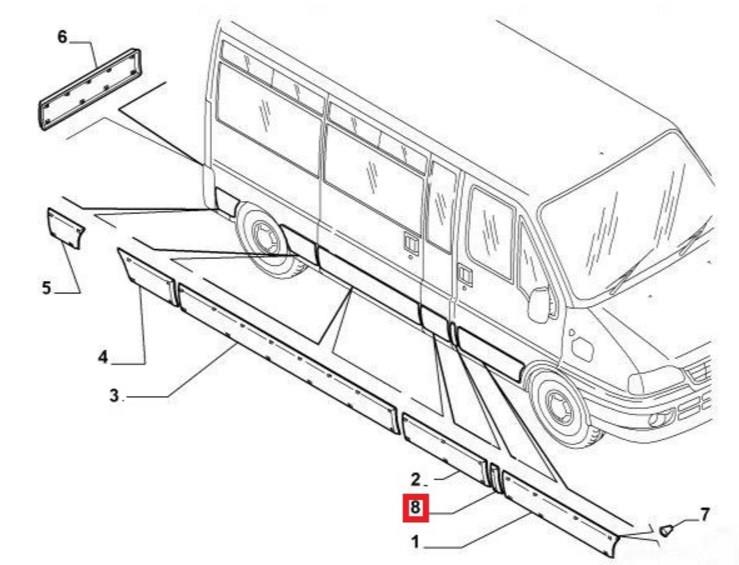 Placa sobreposta (moldura) externa de acesso para Fiat Ducato (250)