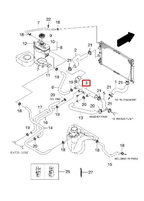 96313300 Market (OEM) flange do sistema de esfriamento (união em t)