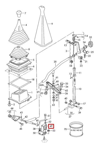 Consola de ligação da Caixa de Mudança para Volkswagen Transporter (70XB, 70XC, 7DB, 7DW)