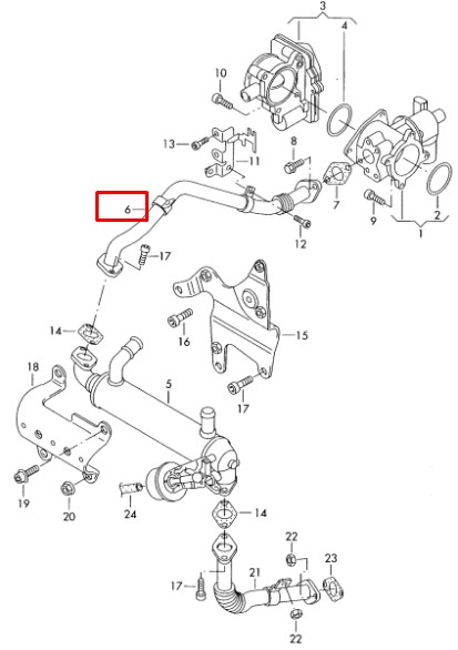 Cano derivado do sistema de recirculação dos gases de escape EGR para Volkswagen Crafter (2E)