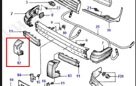 Grade direita de proteção no pára-choque dianteiro para Ford Escort (GAA, AWA, ABFT, AVA)